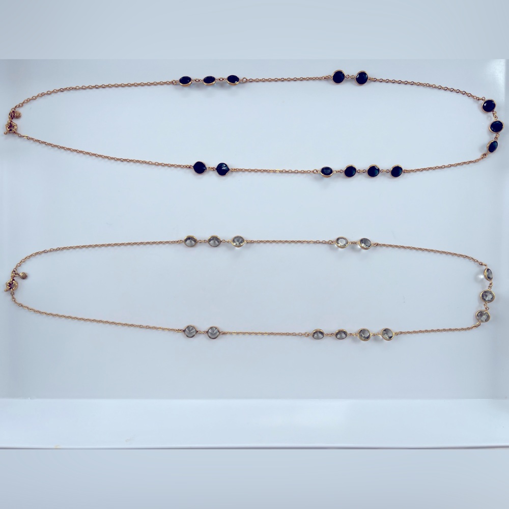 J Crew Necklaces Bezel Set Blue and Clear Crystal Long 35"